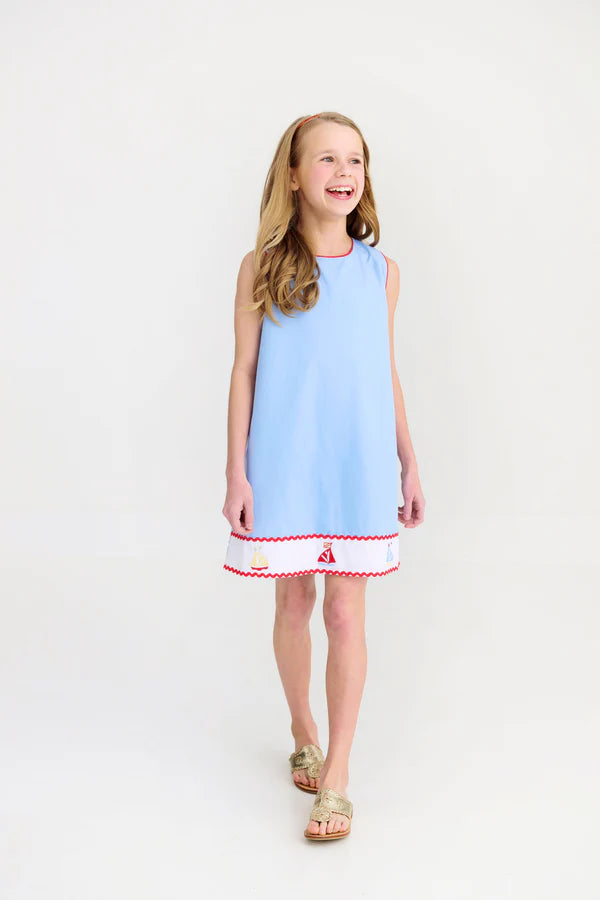 Annie Apron Dress - Sailboats / Beale Street Blue