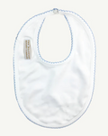 Bellyful Bib - White/ Buckhead Blue Picot