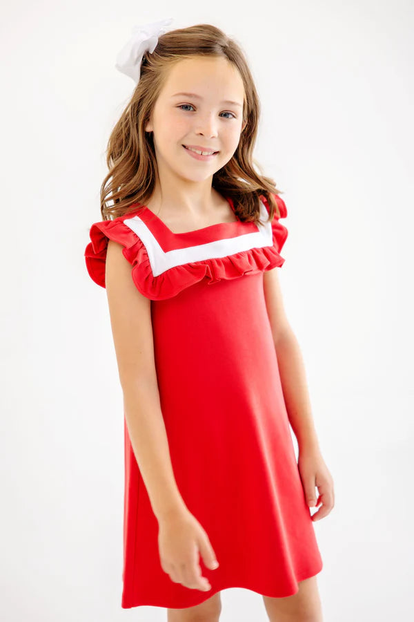 Darla Dress - Richmond Red/ Worth Ave White