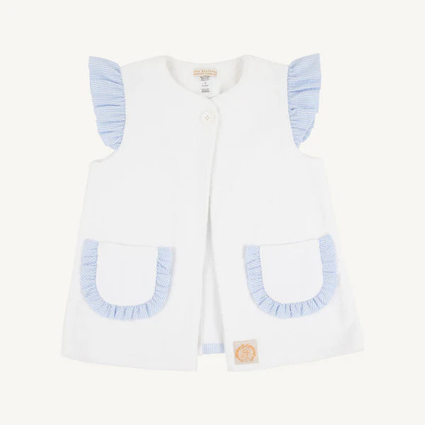 Callie Cover Up - White w/ Breakers Blue Seersucker