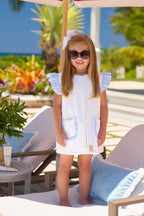 Callie Cover Up - White w/ Breakers Blue Seersucker