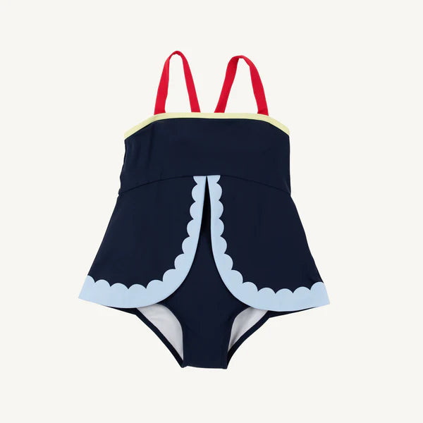 Stratford Scallop Swimsuit - Nantucket Navy & Red/Blue/Yellow