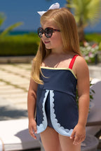 Stratford Scallop Swimsuit - Nantucket Navy & Red/Blue/Yellow