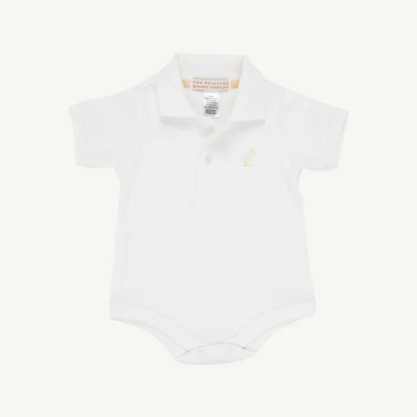 Prim & Proper Polo Onesie - Worth Ave White/Multicolor