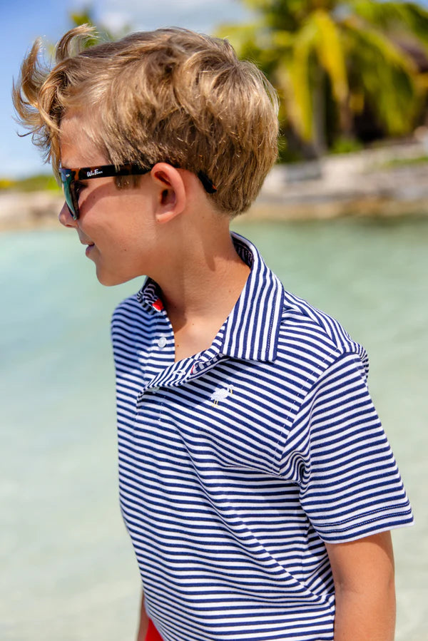Prim & Proper Polo - Nantucket Navy Stripe