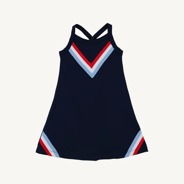 Prepletic™ Little Miss Tennis Dress - Nantucket Navy w/ RWB