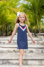 Prepletic™ Little Miss Tennis Dress - Nantucket Navy w/ RWB