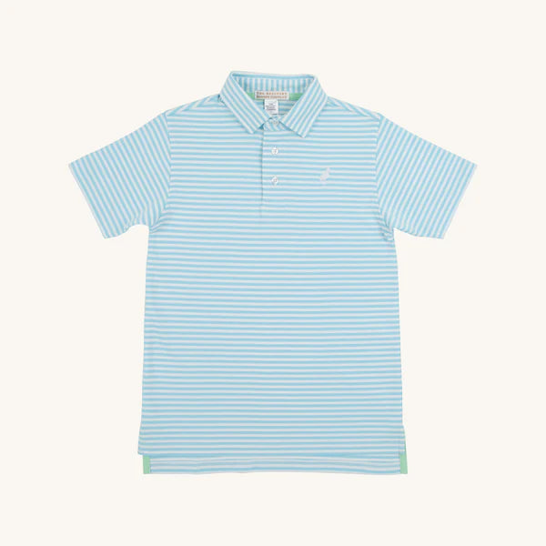 Prim & Proper Polo  - Brookline Blue Stripe/ Worth Ave White