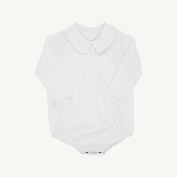 L/S Woven Peter Pan Onesie - Worth Ave White