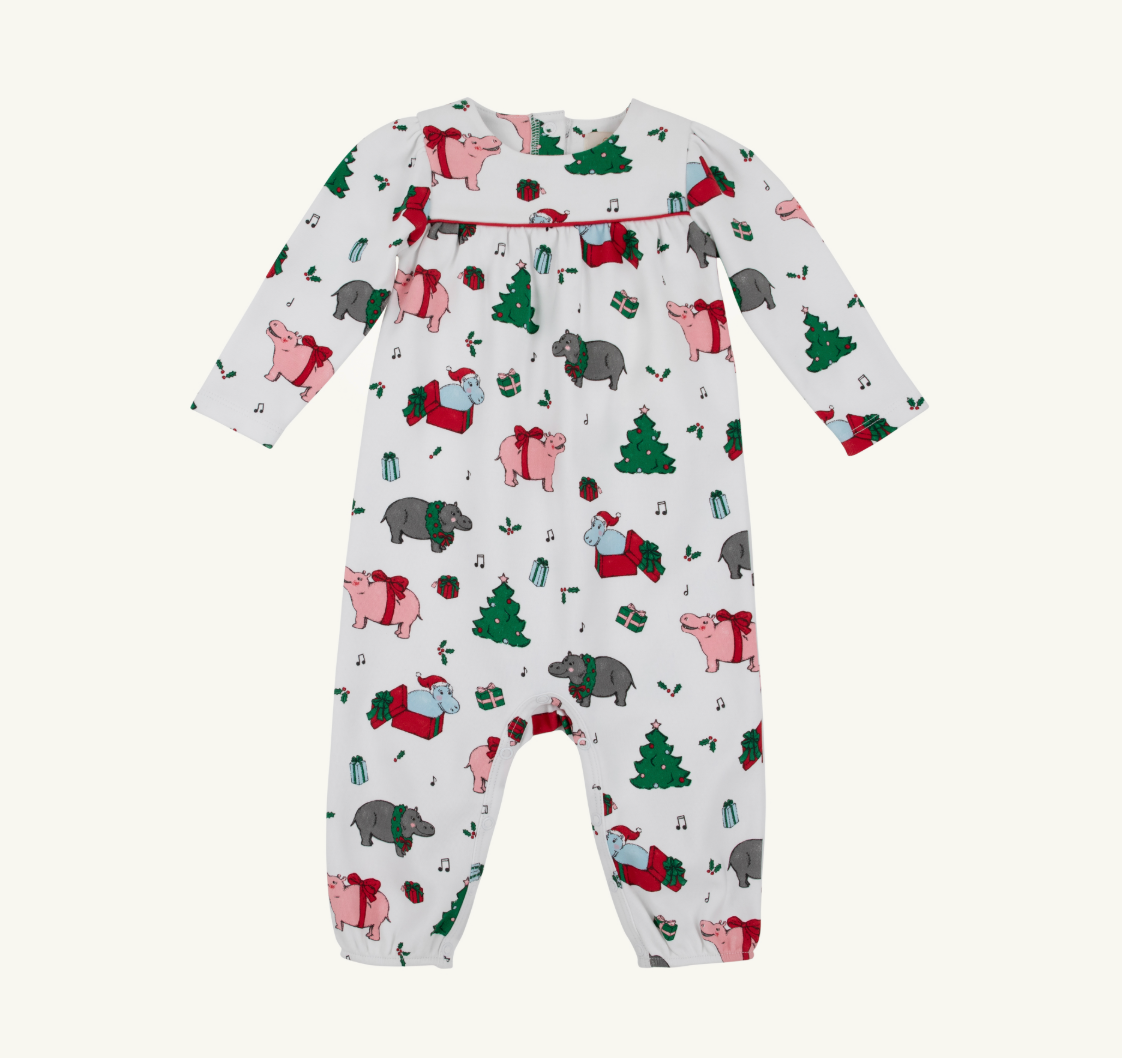 L/S Penny's Playsuit - I Want a Hippopotamus (Richmond Red)