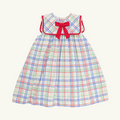 Sleeveless Stewart's Square Collar Dress - Wellington Windowpane/Richmond Red