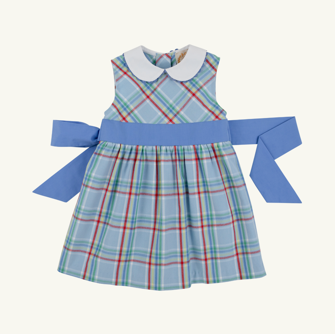 Sleeveless Cindy Lou Sash Dress - Kensington Court Plaid/Barbados Blue