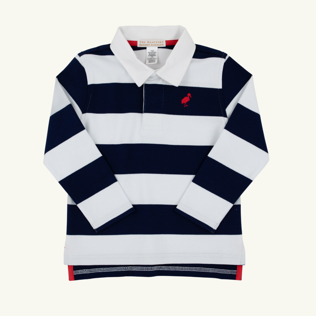 Rollins Rugby Shirt - Nantucket Navy Rugby Stripe/Richmond Red