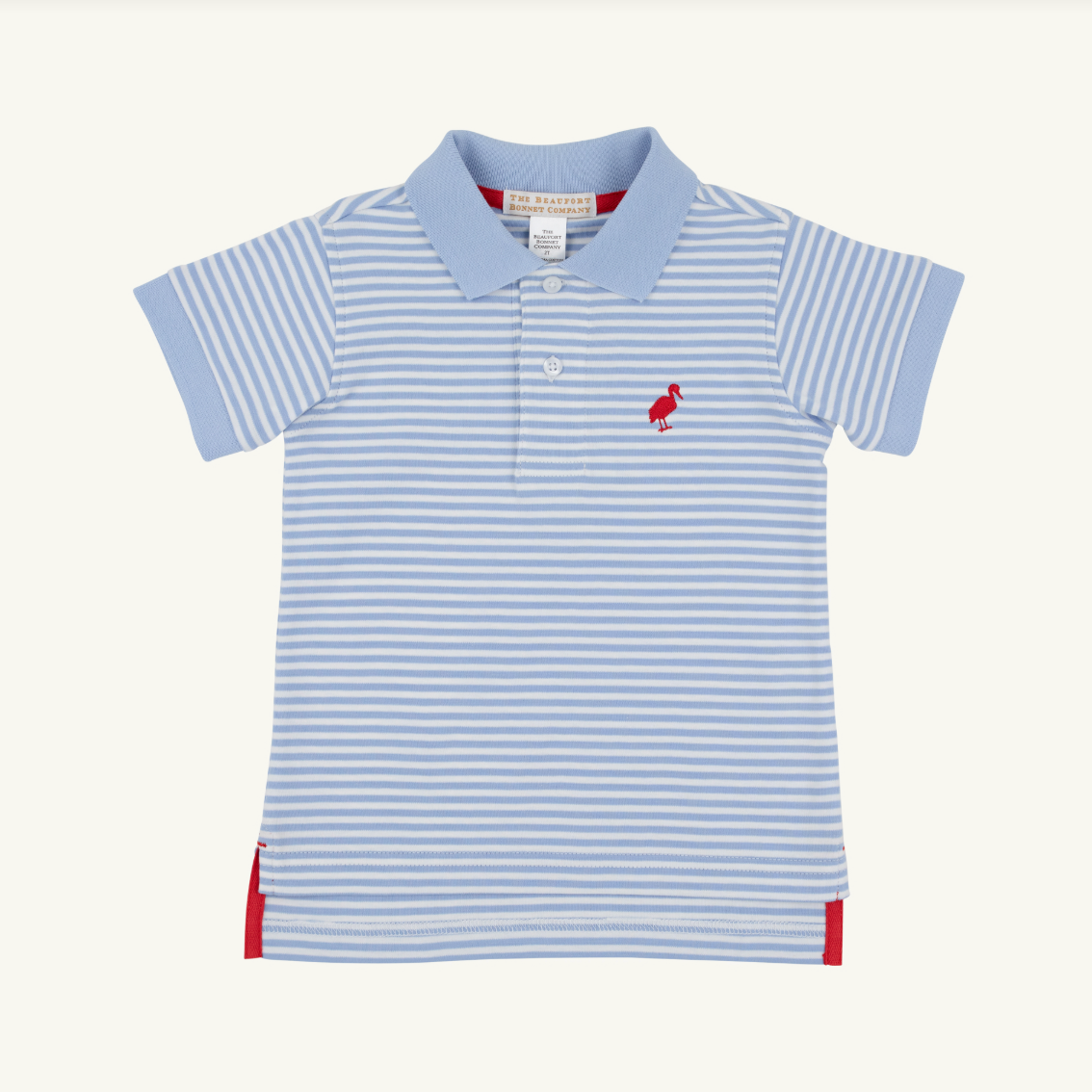 Prim & Proper Polo - Beale Street Blue Stripe/Richmond Red