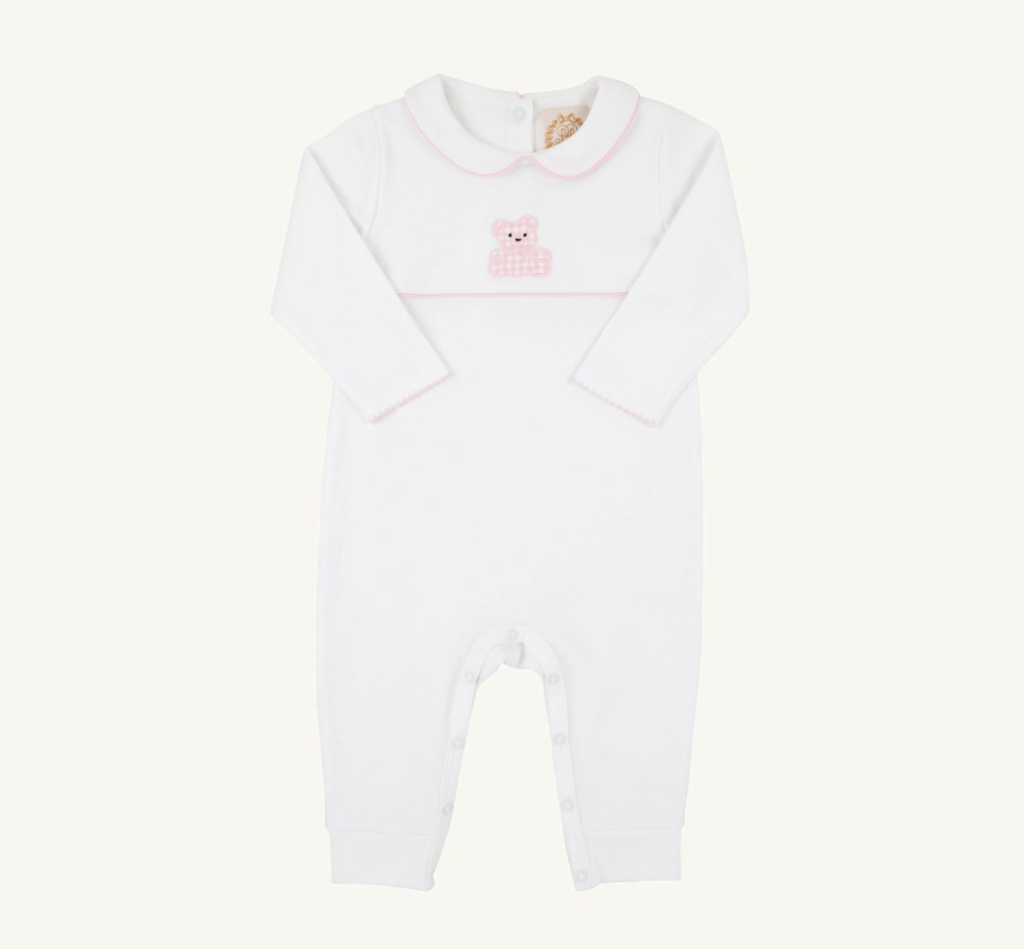 Robbins Romper - Bear (Worth Ave White/Palm Beach Pink)