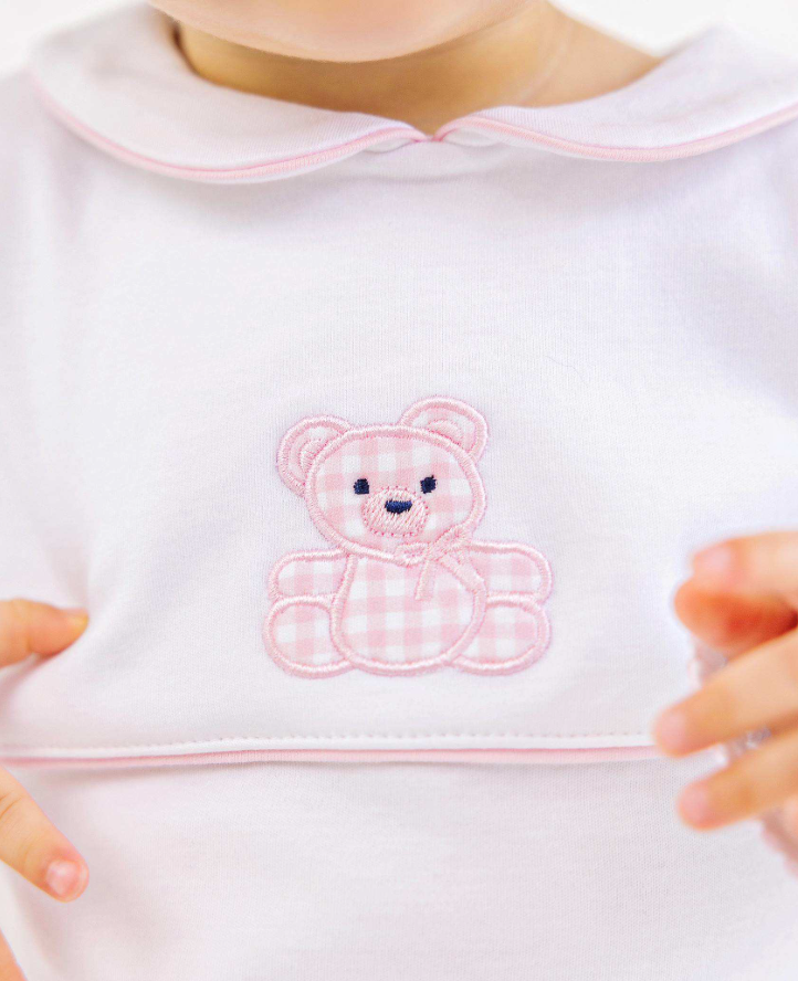 Robbins Romper - Bear (Worth Ave White/Palm Beach Pink)