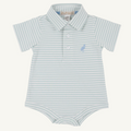 Prim & Proper Polo Onesie - Old Greenwich Green Stripe