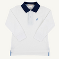 L/S Prim & Proper Polo - Worth Ave White/Nantucket Navy/Barrington Blue