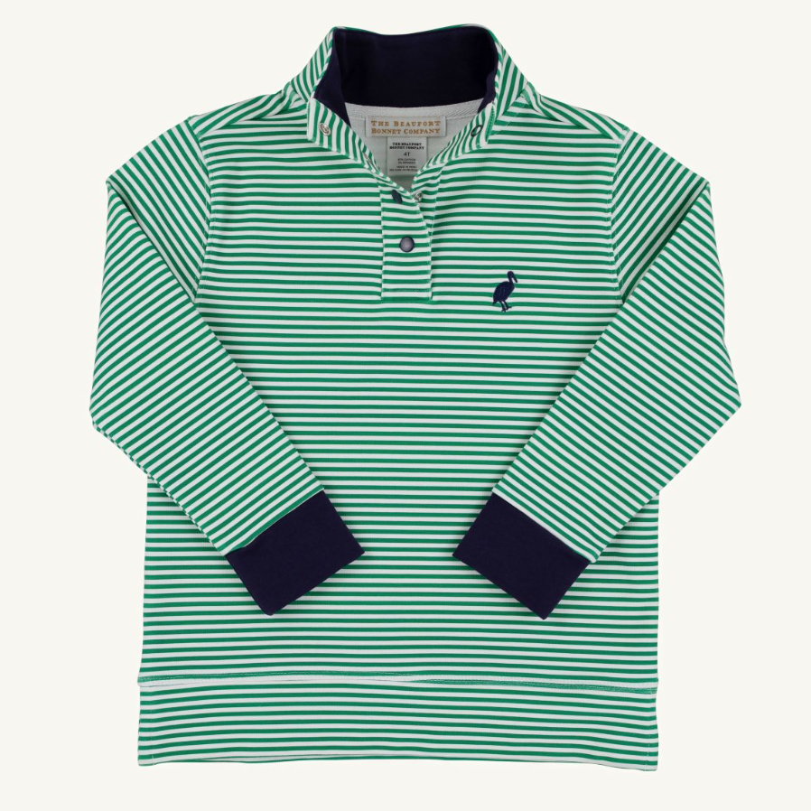 Pendleton Popped Collar - Kiawah Kelly Green Stripe/ Nantucket Navy