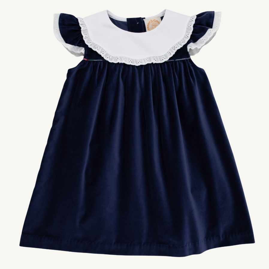 Franny Frock - Nantucket Navy Velveteen/ Covington Cottage Plaid