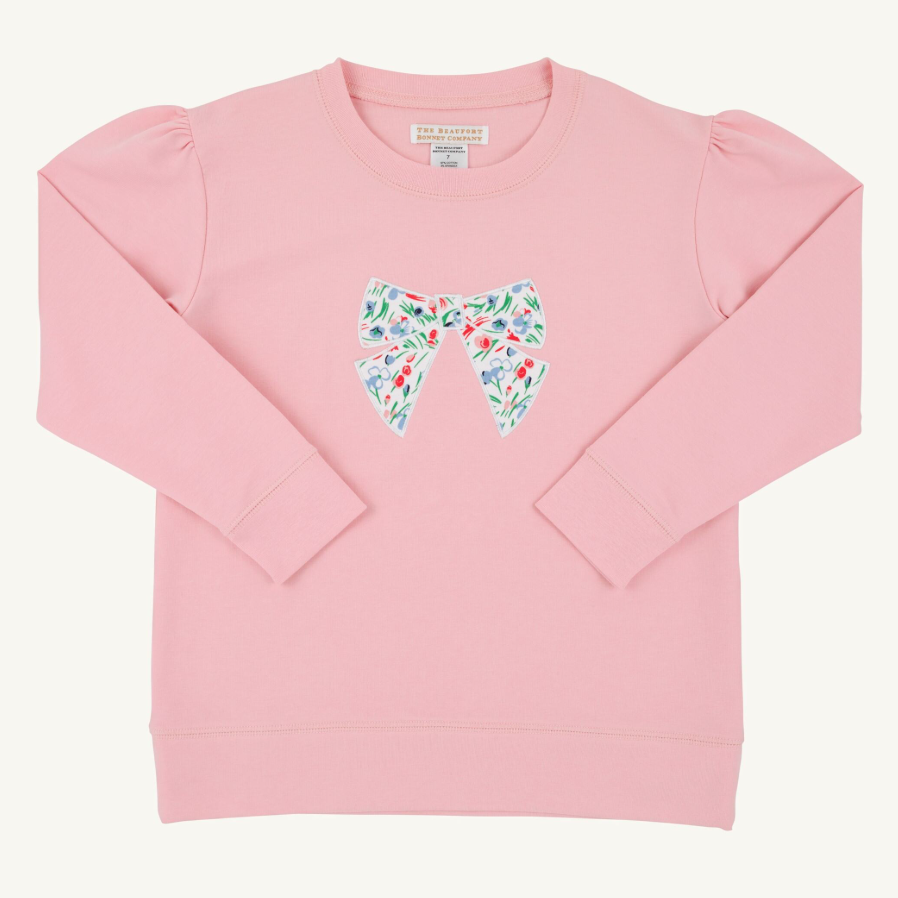 Cassidy Puff Sleeve Crewneck - Sandpearl Pink/Fair St Floral/Bow