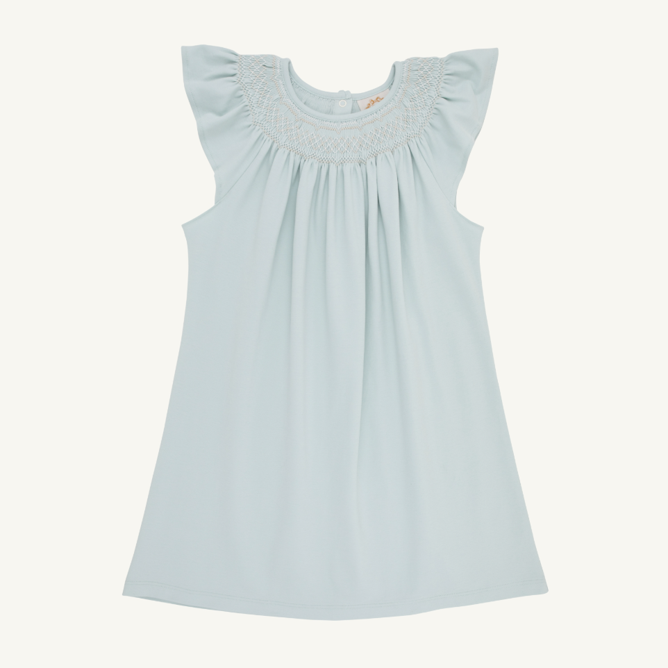 Angel Sleeve Smocked Dress - Old Greenwich Green/Palmetto Pearl