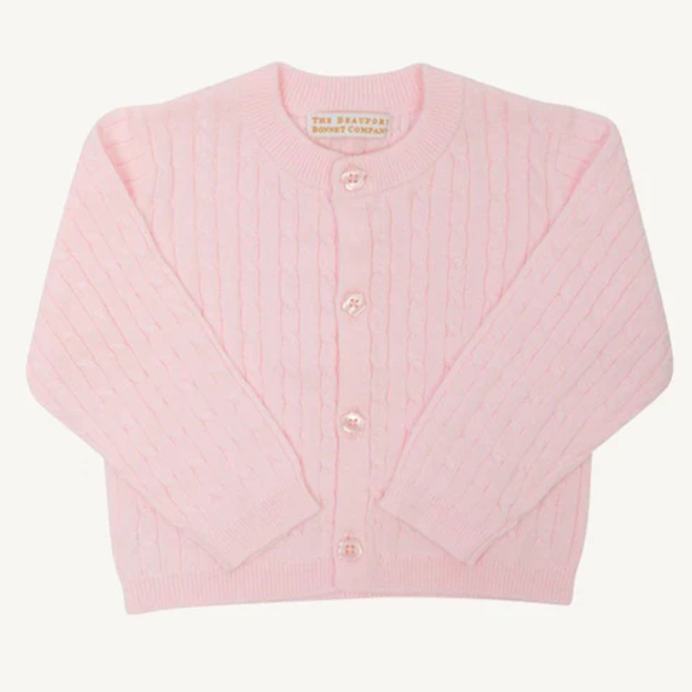 Cambridge Cable Knit Cardigan - Palm Beach Pink
