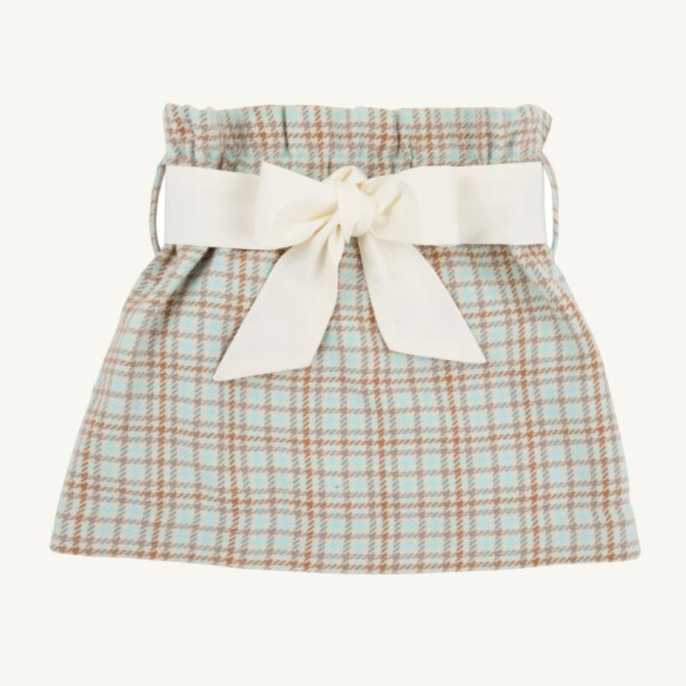 Beasley Bow Skirt - Henry Clay Houndstooth (Edisto Egg Blue)