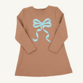 Eliza's Bow Applique Dress - Cape Elizabeth Camel/ Edisto Egg Blue