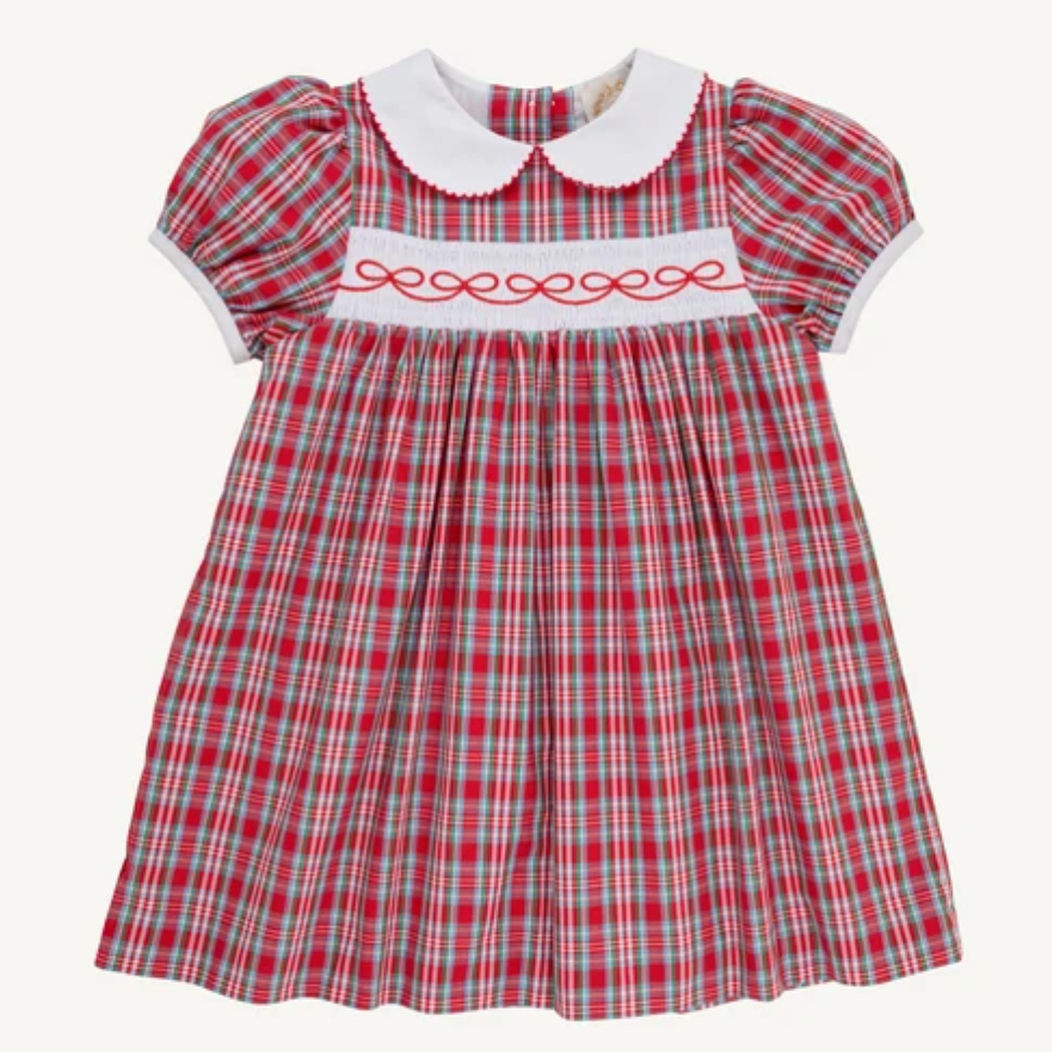 Dollie Mae Dress - Woodspoint Plaid/ Worth Ave White