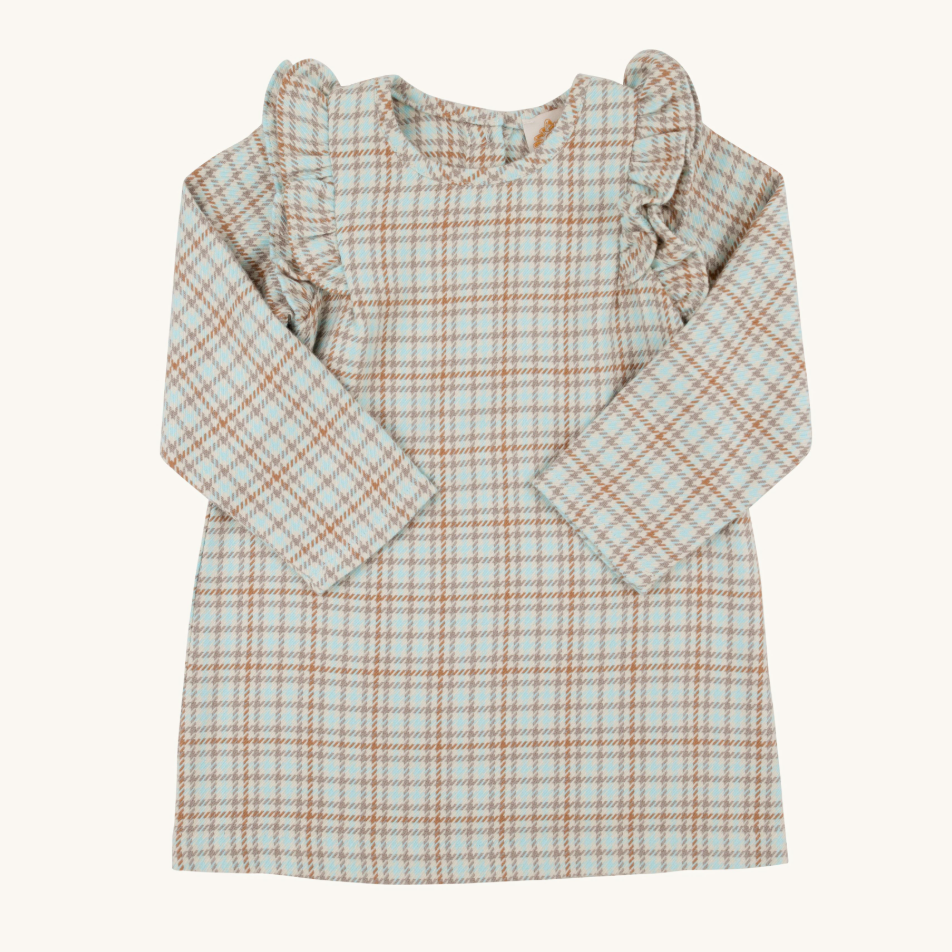 L/S Ruehling Ruffle Dress - Henry Clay Houndstooth (Edisto Egg Blue)