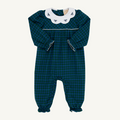 L/S Britt Romper- Woodlake Point Plaid/ Worth Ave White