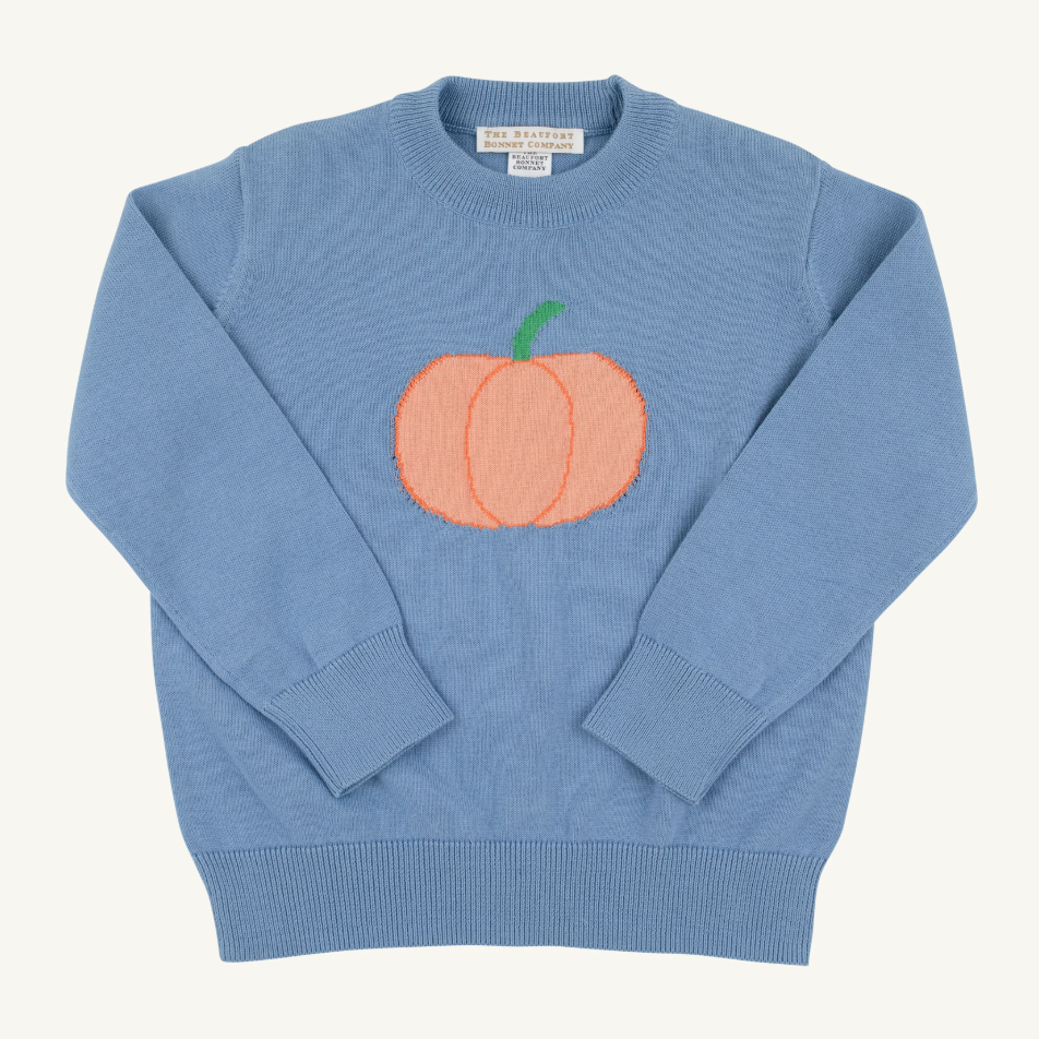 Isaac's Intarsia Sweater - Pumpkin / Barrington Blue