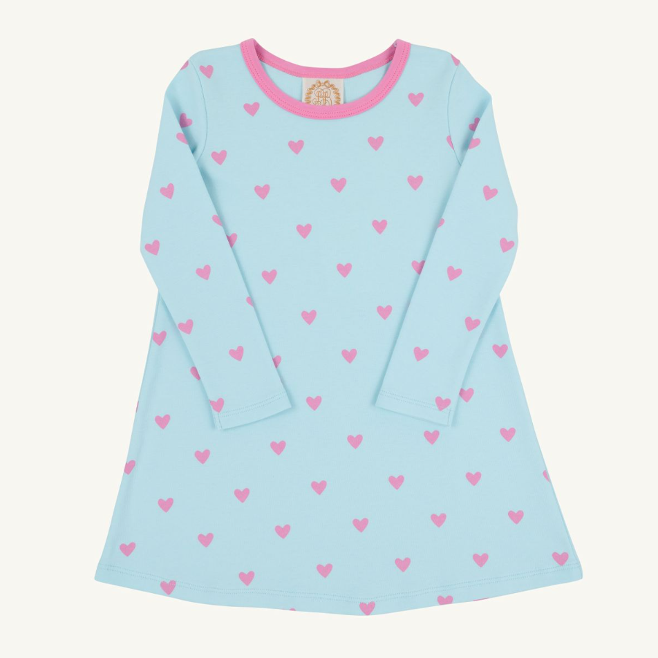 L/S Polly Play Dress - Heart Eyes (Belhaven Blue/Winter Park Pink)