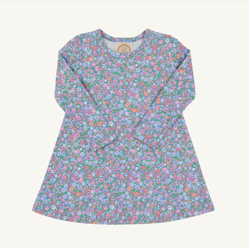 L/S Polly Play Dress - Mountain Brook Mini Floral/ Parrot Cay Coral