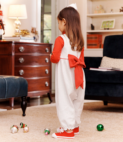 Sleeveless Rebecca Romper - Kiawah Kelly Green Microdot/ Richmond Red