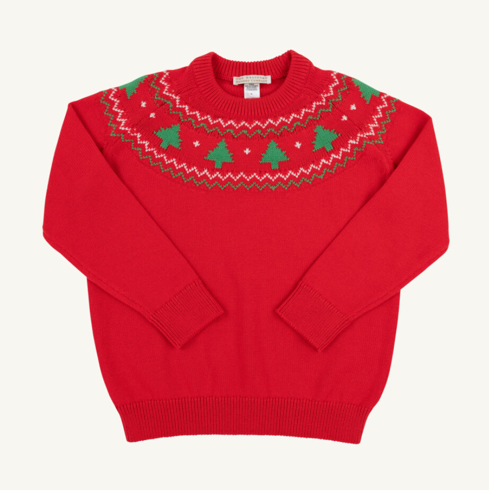 Isaac's Fairisle Sweater - Richmond Red/ Christmas Trees