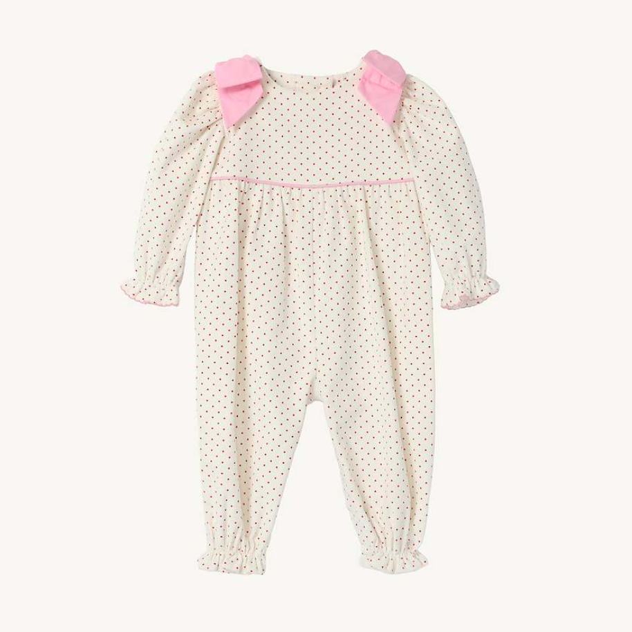 L/S Ryleigh Corduroy Romper - Richmond Red Microdot/ Pier Party Pink