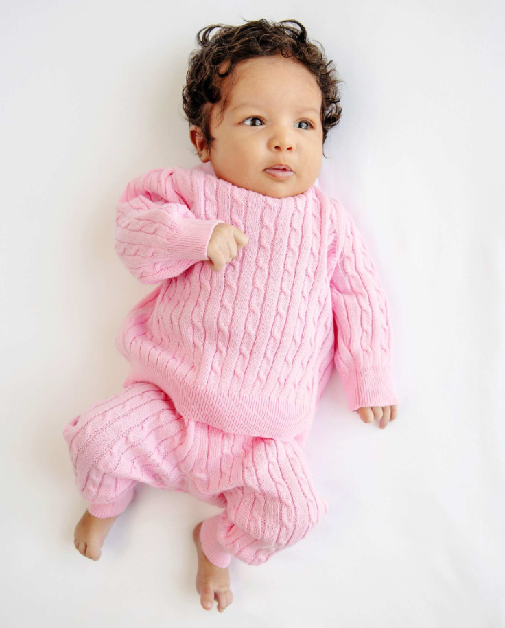 Crawford Cable Knit Set - Pier Party Pink