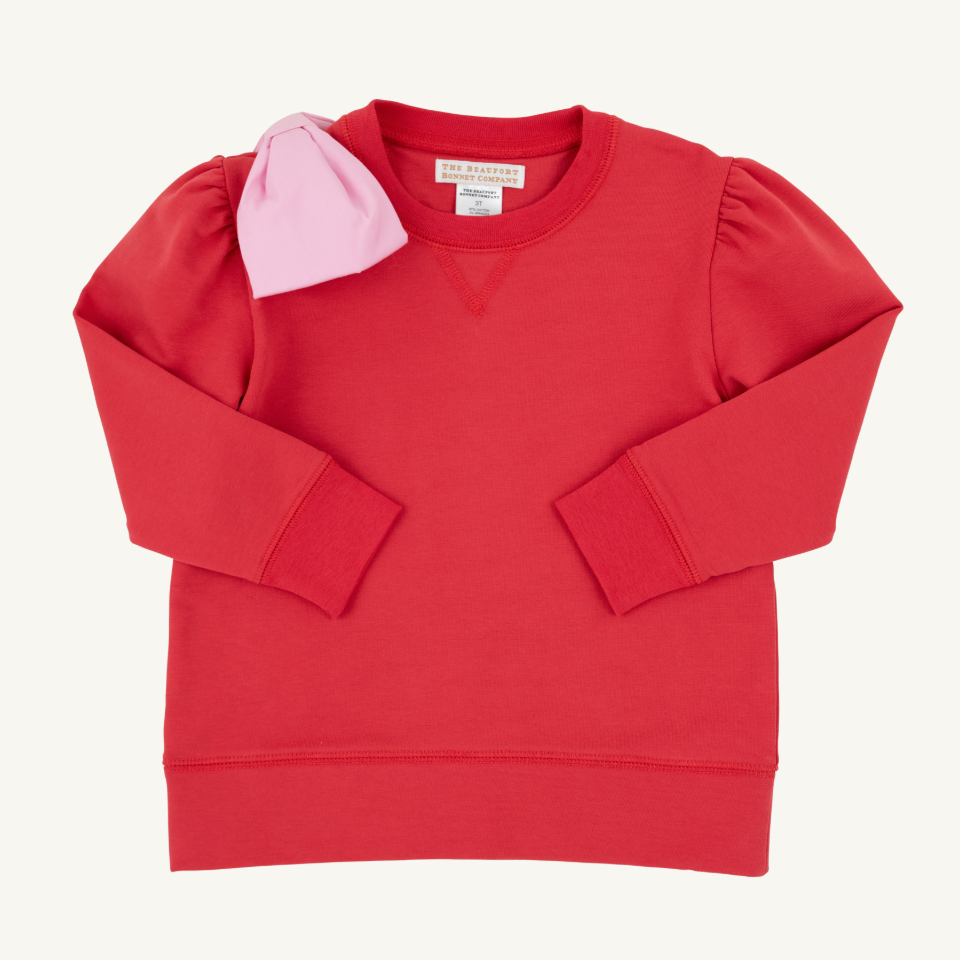 Cassidy Puff Sleeve Crewneck - Bow (Richmond Red/Pier Party Pink)