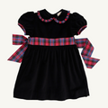 Cindy Lou Sash Dress - Newport Night Velveteen /Bucktown Tartan