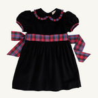 Cindy Lou Sash Dress - Newport Night Velveteen /Bucktown Tartan
