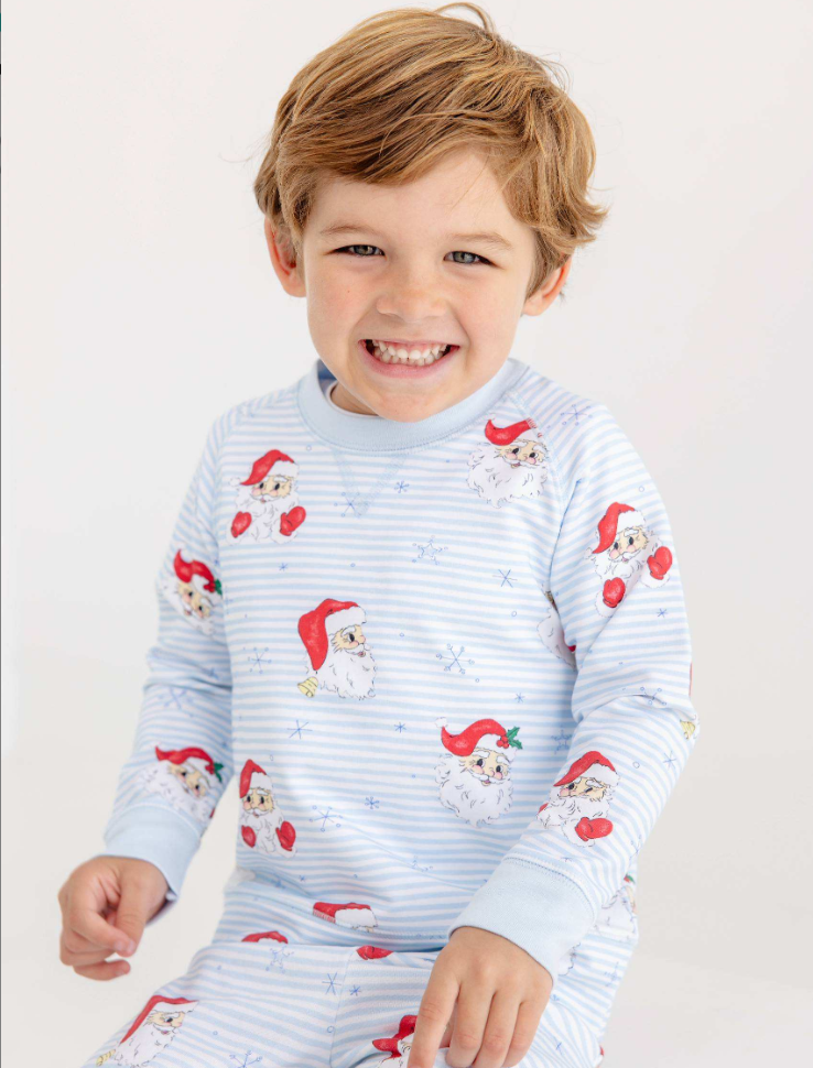 Boys Comfy Crewneck - Dear Santa (Buckhead Blue Stripe)