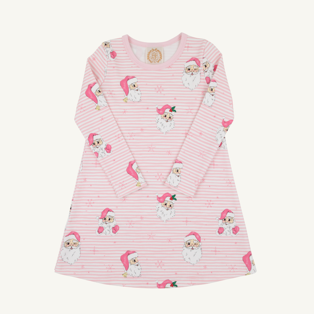 L/S Polly Play Dress - Dear Santa (Palm Beach Pink Stripe)