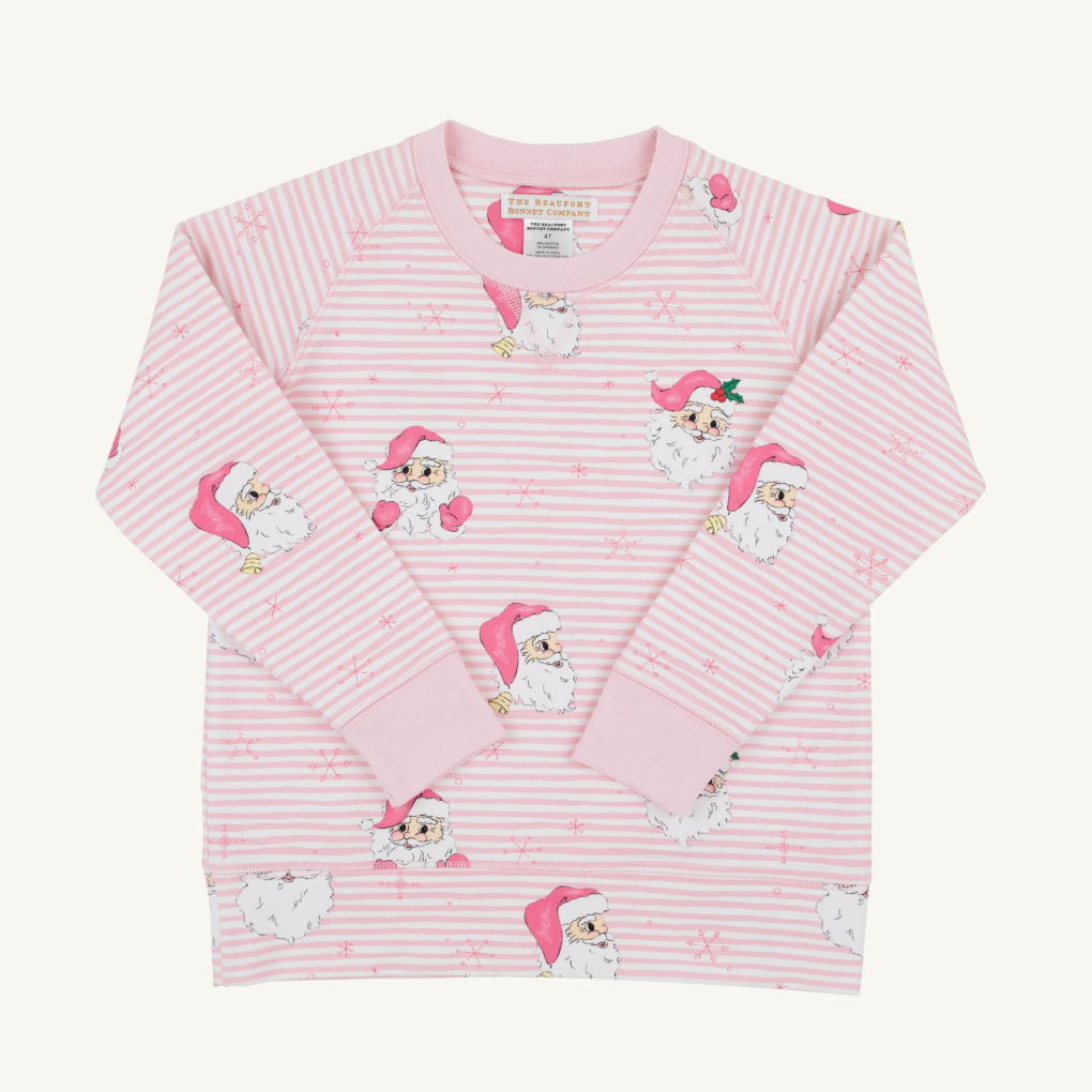 Cassidy Comfy Crewneck - Dear Santa (Palm Beach Pink Stripe)