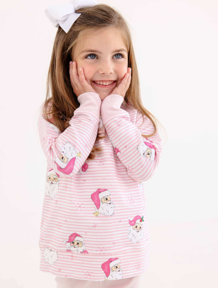 Cassidy Comfy Crewneck - Dear Santa (Palm Beach Pink Stripe)