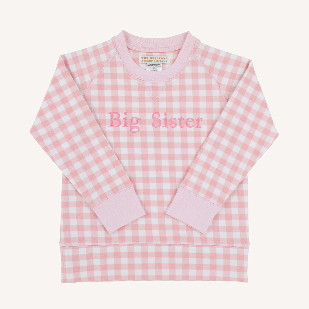 Cassidy Comfy Crewneck - Big Sister (Palm Beach Pink Gingham)