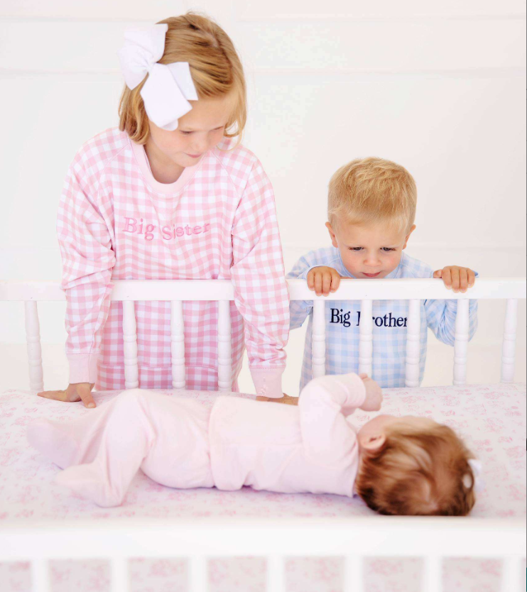 Cassidy Comfy Crewneck - Big Sister (Palm Beach Pink Gingham)