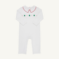 Samuel Smocked Romper - Christmas Trees (Worth Ave White/Richmond Red)