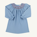 L/S Sandy Smocked Dress - Barrington Blue/ Richmond Red